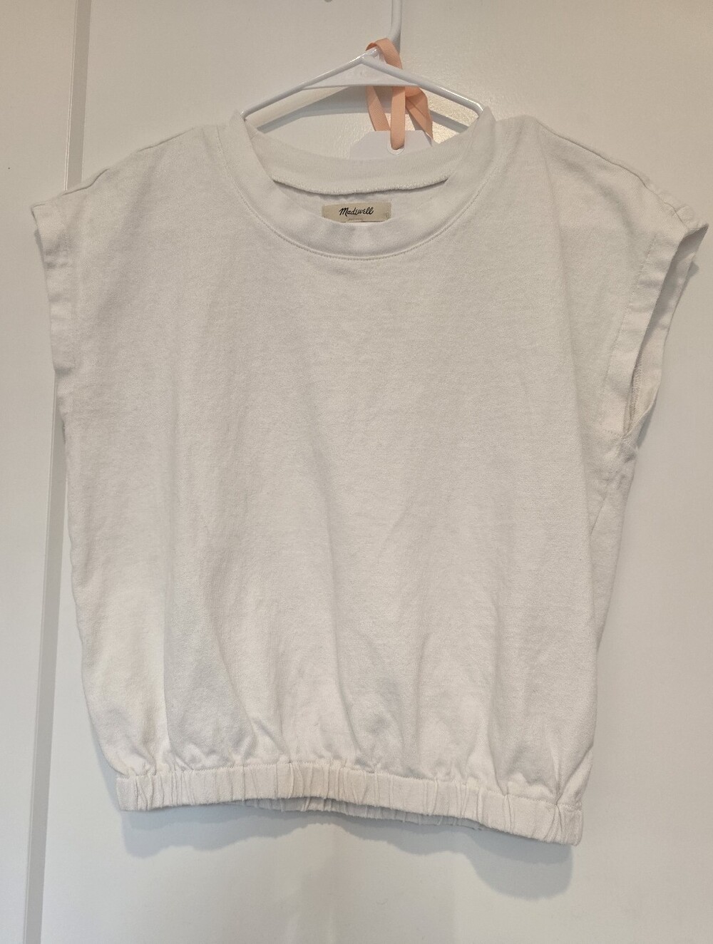 Madewell Cotton Boxy White Tee With Elastic Waist